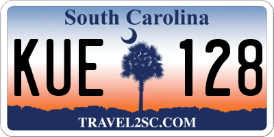SC license plate KUE128