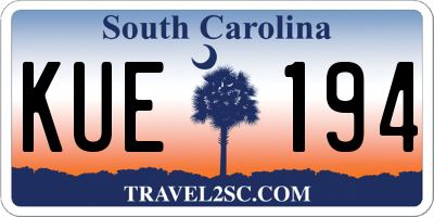 SC license plate KUE194