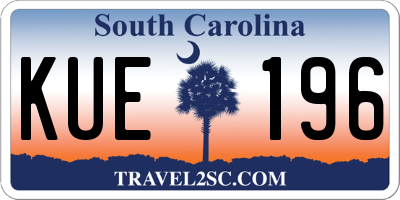 SC license plate KUE196
