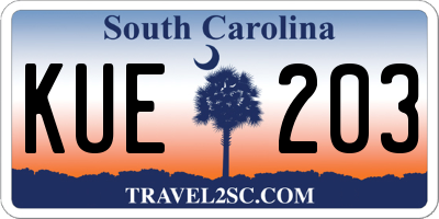 SC license plate KUE203