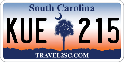 SC license plate KUE215
