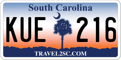 SC license plate KUE216