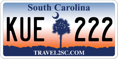 SC license plate KUE222