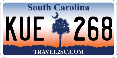 SC license plate KUE268