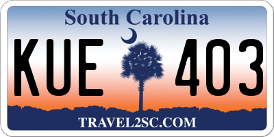 SC license plate KUE403