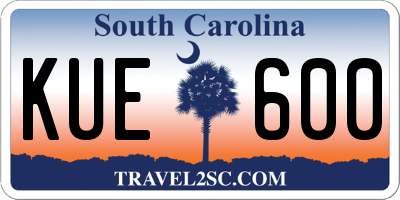 SC license plate KUE600