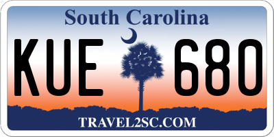 SC license plate KUE680