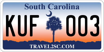 SC license plate KUF003