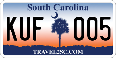 SC license plate KUF005