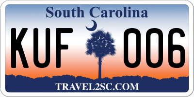 SC license plate KUF006
