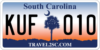 SC license plate KUF010