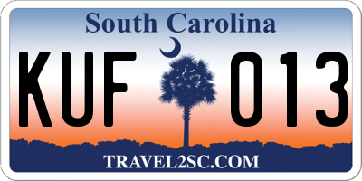 SC license plate KUF013