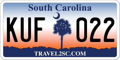 SC license plate KUF022