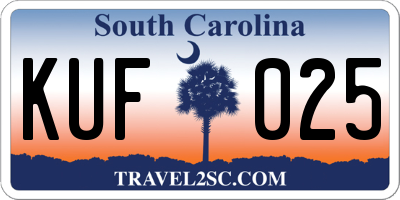 SC license plate KUF025