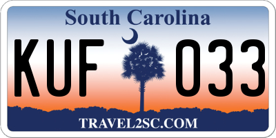 SC license plate KUF033