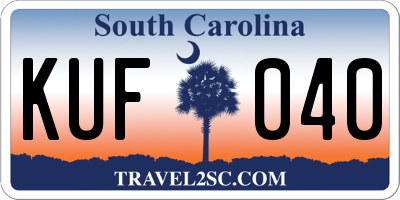 SC license plate KUF040