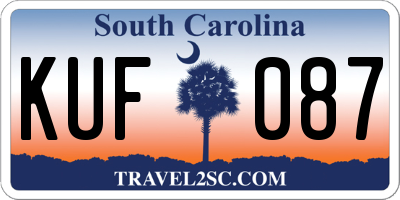 SC license plate KUF087