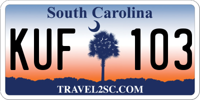 SC license plate KUF103