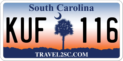 SC license plate KUF116