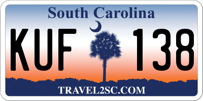 SC license plate KUF138