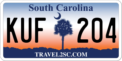 SC license plate KUF204