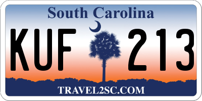 SC license plate KUF213