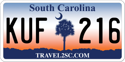 SC license plate KUF216