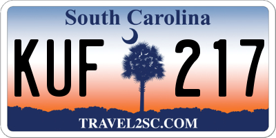 SC license plate KUF217