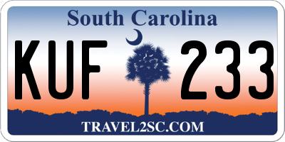 SC license plate KUF233