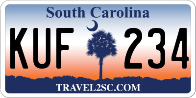 SC license plate KUF234