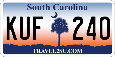 SC license plate KUF240