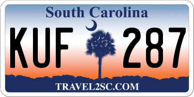 SC license plate KUF287