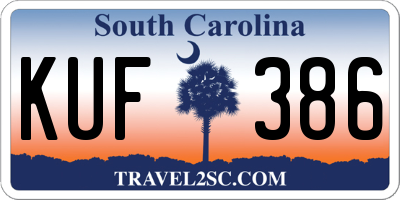 SC license plate KUF386