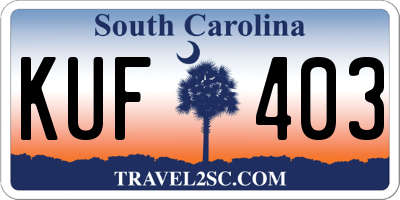 SC license plate KUF403