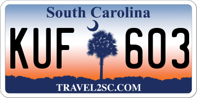 SC license plate KUF603