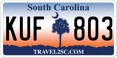 SC license plate KUF803