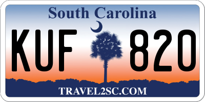 SC license plate KUF820