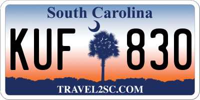 SC license plate KUF830