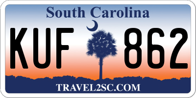 SC license plate KUF862