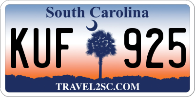 SC license plate KUF925