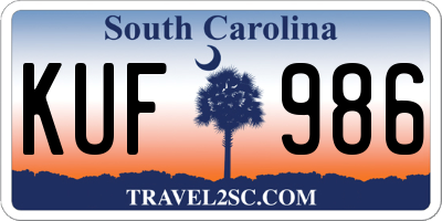 SC license plate KUF986