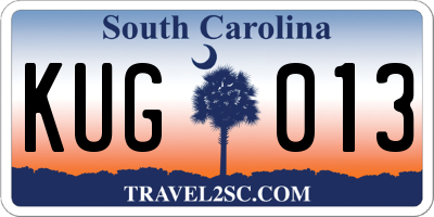SC license plate KUG013