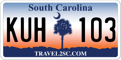 SC license plate KUH103