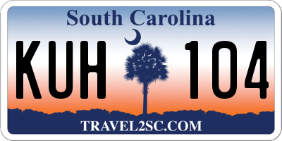 SC license plate KUH104