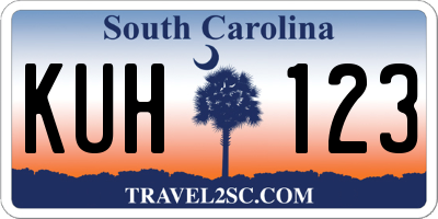 SC license plate KUH123