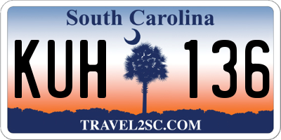 SC license plate KUH136