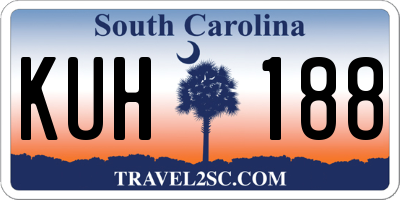 SC license plate KUH188