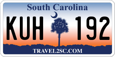 SC license plate KUH192