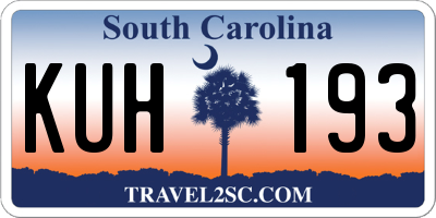 SC license plate KUH193
