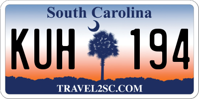 SC license plate KUH194